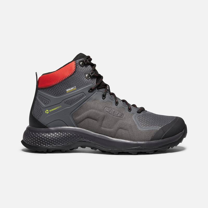 Keen Explore Waterproof Wanderstiefel Herren DE-70654 Magnet/Fiery Red - Keen Herrenschuhe Grau